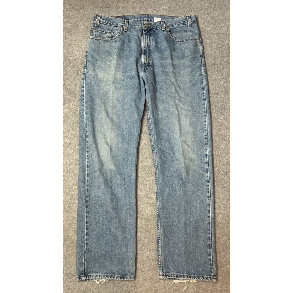 Vintage Levis 505 Jeans Mens 36x32 Denim Blue Distressed Straight Leg 90s Y2K
